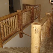 Handcrafted Log Stair Railing